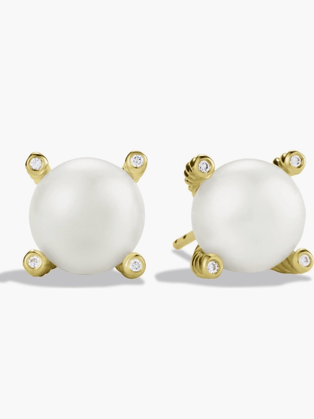 David Yurman pearl earrings with diamonds in gold
